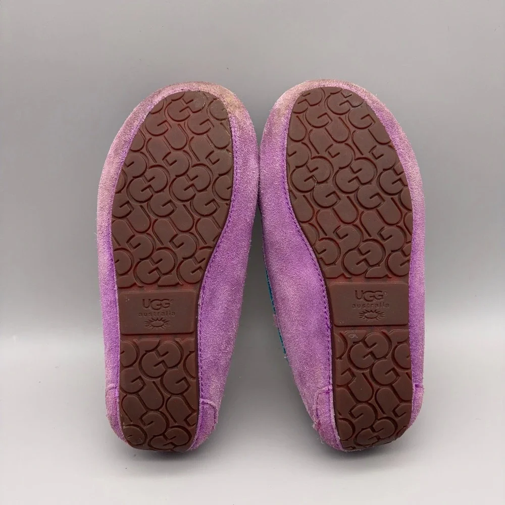 UGG Dakota Slippers Girls 2 Purple Solid Suede Shearling Lined Boho Comfort